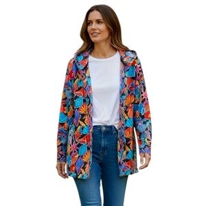 One-of-a-Kind Seashell Print Hooded Top - Multicolor, handmade